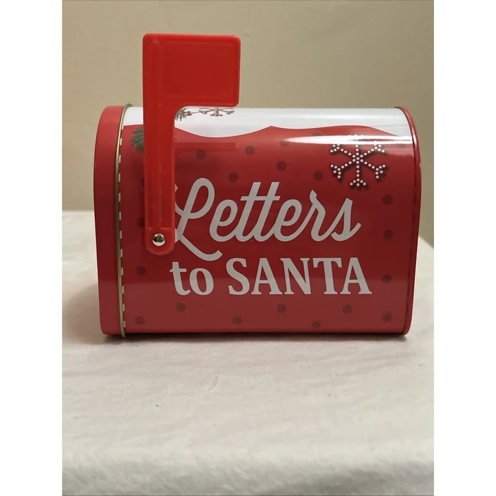Lot of 8 Christmas Holiday Decorative Tin Mini Mailboxes Santa Reindeer Snowman